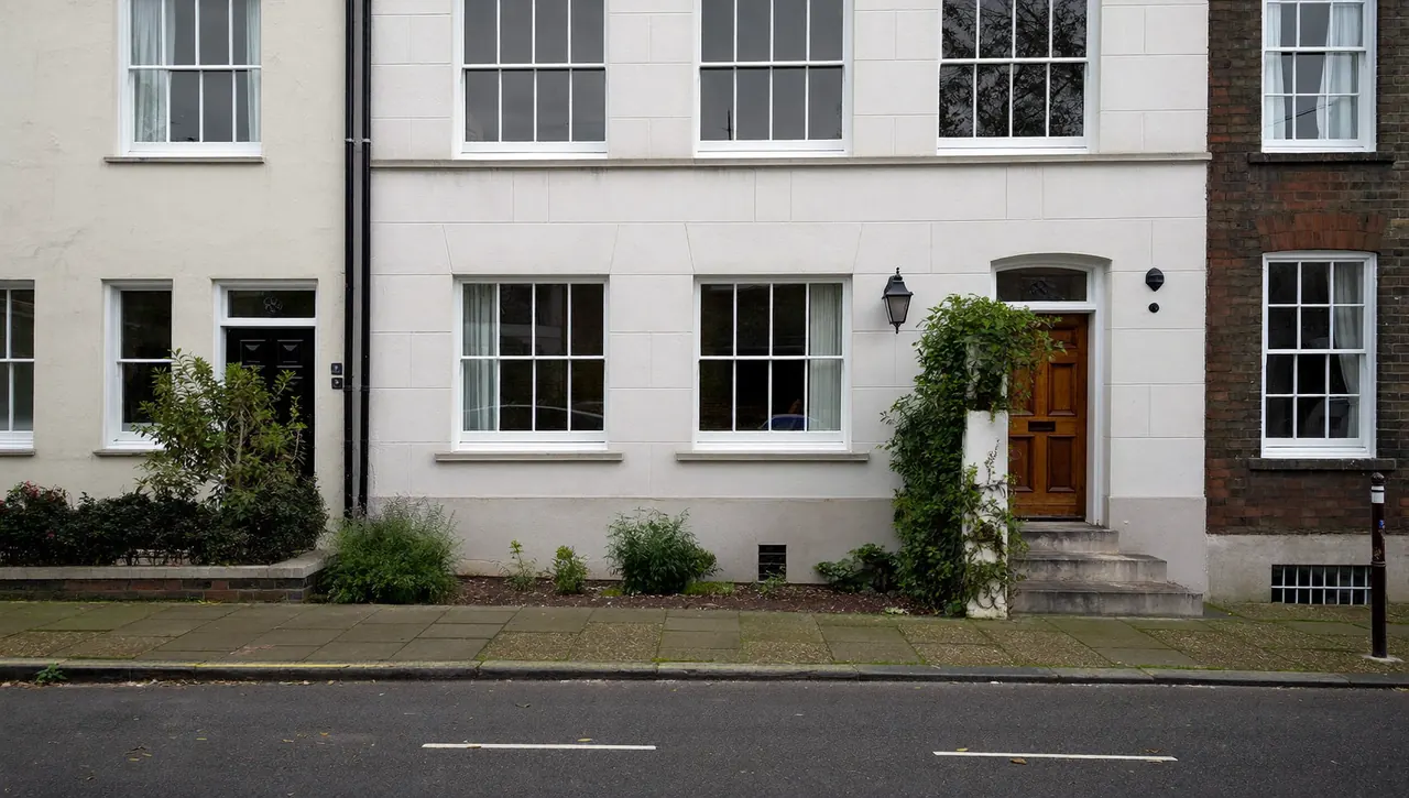 New windows on a terraced house exterior